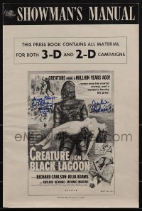 6h0003 CREATURE FROM THE BLACK LAGOON signed pressbook 1954 by BOTH Julie Adams AND Ben Chapman!