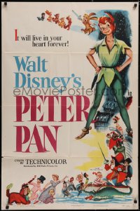 6h0117 PETER PAN 1sh 1953 Walt Disney, great art of J.M. Barrie's boy who would not grow up!