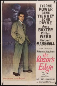 6h0119 RAZOR'S EDGE style B 1sh 1946 iconic Norman Rockwell art of Tyrone Power & cast, ultra rare!