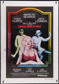 6h0983 SOME LIKE IT HOT linen int'l 1sh R1980 sexy Marilyn Monroe, Tony Curtis & Lemmon in drag!