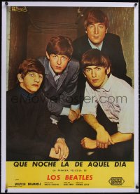 6h0535 HARD DAY'S NIGHT linen Spanish 1964 different Beatles portrait, rock & roll classic, rare!