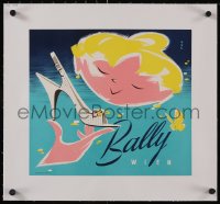 6h0549 BALLY linen 13x15 Austrian advertising poster 1950s Tau art of woman with shoe, ultra rare!