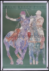 6h0567 PALM BEACH POLO linen 24x36 special poster 1988 Diaz art of players on horses, ultra rare!