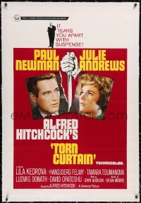 6h1021 TORN CURTAIN linen 1sh 1966 Paul Newman, Julie Andrews, Hitchcock tears you apart w/suspense!