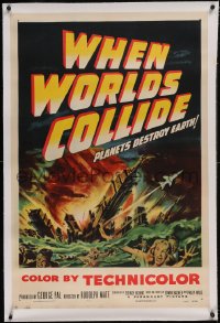 6h1040 WHEN WORLDS COLLIDE linen 1sh 1951 George Pal classic doomsday sci-fi thriller, great artwork!