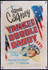 6h1047 YANKEE DOODLE DANDY linen 1sh 1942 James Cagney classic patriotic biography of George M. Cohan!