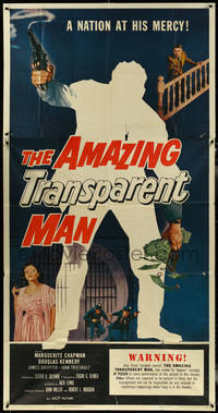 6j0243 AMAZING TRANSPARENT MAN 3sh 1959 Edgar Ulmer, cool fx art of the invisible & deadly convict!