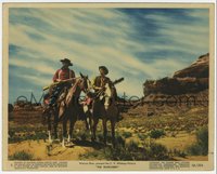 6j1444 SEARCHERS color 8x10 still #5 1956 John Wayne & Jeffrey Hunter on horses in Monument Valley!