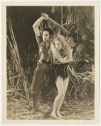 6j1462 TRADER HORN 8x10 still 1931 Duncan Renaldo with wooden club protecting scared Edwina Booth!