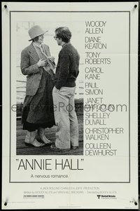 6j0763 ANNIE HALL 1sh 1977 full-length Woody Allen & Diane Keaton in a nervous romance!