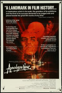 6j0768 APOCALYPSE NOW reviews 1sh 1979 Francis Ford Coppola, classic Bob Peak art of Brando & Sheen!