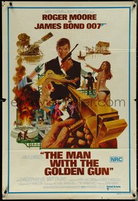 6j0339 MAN WITH THE GOLDEN GUN Aust 1sh 1974 Roger Moore as James Bond by Robert McGinnis!
