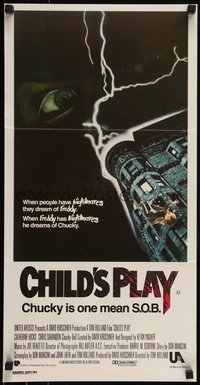 6j0358 CHILD'S PLAY Aust daybill 1988 Chucky gives Freddy nightmares, he is one mean S.O.B.!