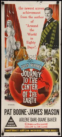 6j0367 JOURNEY TO THE CENTER OF THE EARTH Aust daybill 1959 Jules Verne, different art!