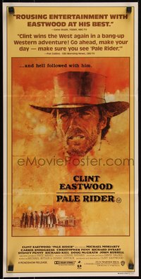 6j0376 PALE RIDER Aust daybill 1985 great artwork of cowboy Clint Eastwood by C. Michael Dudash!