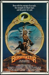 6j0779 BEASTMASTER 1sh 1982 Taylor art of bare-chested Marc Singer & sexy Tanya Roberts!