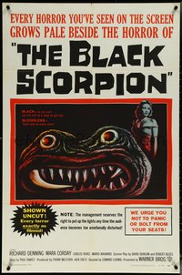 6j0790 BLACK SCORPION 1sh 1957 Rehberger of wacky creature looking more laughable than horrible!