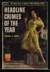 6j1281 HEADLINE CRIMES OF THE YEAR paperback book 1953 sexy cover art by Paul Kresse, ultra rare!