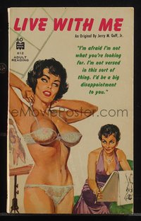 6j1286 LIVE WITH ME paperback book 1962 sexy near-naked lesbian art by Robert Bonfils, ultra rare!