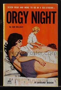 6j1290 ORGY NIGHT paperback book 1963 7 dead and more to go in a sex-strewn orgy night, ultra rare!