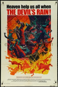 6j0852 DEVIL'S RAIN 1sh 1975 Ernest Borgnine, William Shatner, Anton Lavey, Mort Kunstler art!