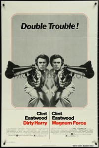 6j0859 DIRTY HARRY/MAGNUM FORCE 1sh 1975 cool mirror image of Clint Eastwood by Philippe Halsman!