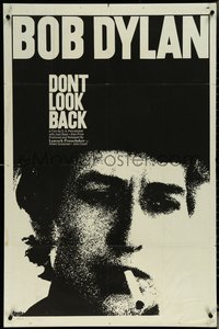 6j0863 DON'T LOOK BACK 1sh 1967 D.A. Pennebaker, super c/u of Bob Dylan with cigarette in mouth!