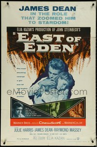 6j0872 EAST OF EDEN 1sh R1957 James Dean in the role that zoomed him to stardom, John Steinbeck!