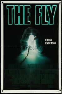 6j0897 FLY 1sh 1986 David Cronenberg, Jeff Goldblum, Geena Davis, cool creepy sci-fi art by Mahon!