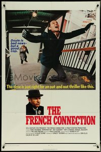 6j0903 FRENCH CONNECTION 1sh 1971 Gene Hackman in movie chase, directed by William Friedkin!