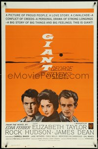 6j0917 GIANT 1sh R1963 James Dean, Elizabeth Taylor, Rock Hudson, directed by George Stevens!