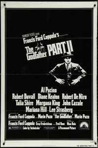 6j0921 GODFATHER PART II 1sh 1974 art of Al Pacino in Francis Ford Coppola classic sequel!