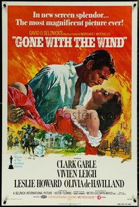 6j0924 GONE WITH THE WIND 1sh R1974 Howard Terpning art of Gable carrying Leigh over burning Atlanta!