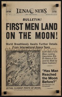 6j0259 FIRST MEN IN THE MOON herald 1964 Ray Harryhausen, H.G. Wells, cool Luna News newspaper!