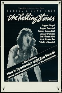 6j0971 LADIES & GENTLEMEN THE ROLLING STONES 25x38 1sh 1973 great c/u of rock & roll singer Mick Jagger!