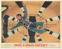6j0440 2001: A SPACE ODYSSEY LC #4 1968 Stanley Kubrick, close up of Kier Dullea in zero gravity!