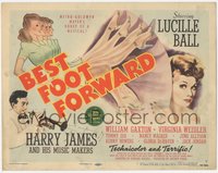 6j0393 BEST FOOT FORWARD TC 1943 art of gorgeous Lucille Ball & Harry James playing trumpet, rare!