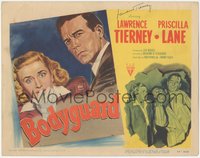 6j0088 BODYGUARD signed TC 1948 by Lawrence Tierney, great film noir art of him & Priscilla Lane!