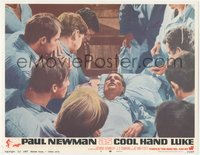 6j0481 COOL HAND LUKE LC #5 1967 beaten Paul Newman on his bunk with all the men gathered around!
