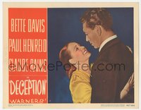 6j0490 DECEPTION LC #4 1946 close up of distressed Bette Davis with her arms around Paul Henreid!