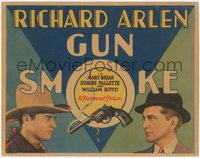 6j0412 GUN SMOKE TC 1931 art of smoking gun between Richard Arlen & William Stage Boyd, ultra rare!