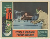 6j0525 I WAS A TEENAGE FRANKENSTEIN LC #3 1957 close up of monster attacking couple necking in car!