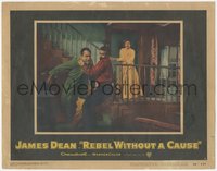 6j0578 REBEL WITHOUT A CAUSE LC #2 1955 bad teen James Dean grabs dad Backus as scared mom watches!