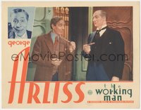 6j0645 WORKING MAN LC 1933 smiling George Arliss & man in tuxedo both holding cigars, ultra rare!