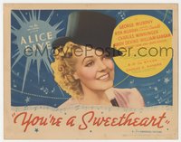 6j0438 YOU'RE A SWEETHEART TC 1937 close up of beautiful Alice Faye wearing top hat, ultra rare!