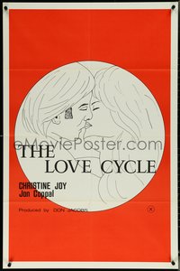 6j0988 LOVE CYCLE 1sh 1977 great sexy close-up romantic art of Christine Joy and Jon Coppal!
