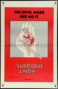 6j0991 LUSCIOUS LINDA 1sh 1970s art of sexy girl in hand, the Devil made her do it!