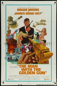 6j1000 MAN WITH THE GOLDEN GUN West Hemi 1sh 1974 art of Roger Moore as James Bond by Robert McGinnis!