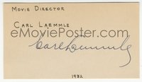 6j0136 CARL LAEMMLE JR signed 2x4 card 1932 it can be framed with a still or repro photo!