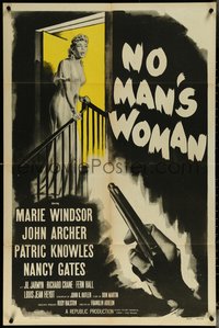 6j1040 NO MAN'S WOMAN 1sh 1955 cool art of gun pointing at sleazy smoking bad girl Marie Windsor!
